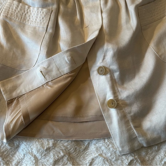 J. Crew Linen Blend Button Front Beige High Waist Skirt Size 4 - Picture 3 of 11